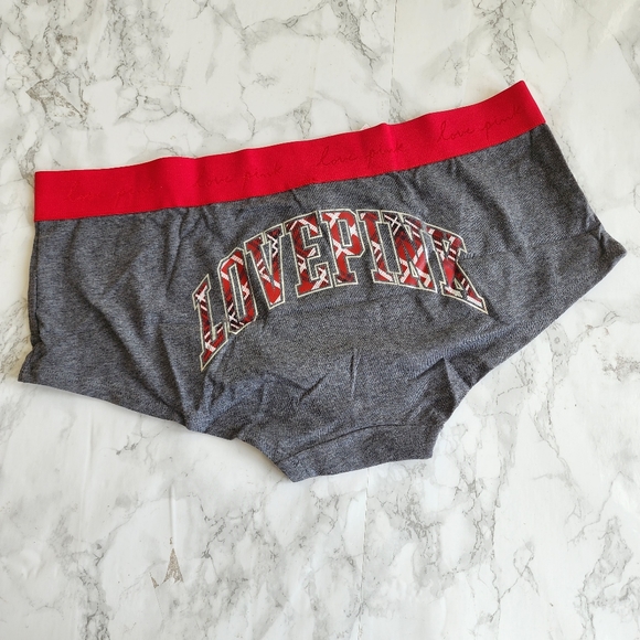 PINK Victoria's Secret Other - Pink by Victoria Secret red grey plaid SHORTIE logo band size M